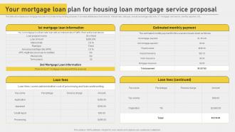 Your Mortgage Loan Plan For Housing Loan Mortgage Service Proposal