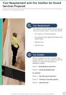 Your Requirement And Our Solution For Guard Services Proposal One Pager Sample Example Document