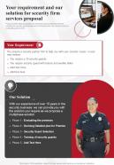 Your Requirement And Our Solution For Security Firm Services Proposal One Pager Sample Example Document