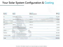 Your solar system configuration and costing ppt powerpoint model graphics