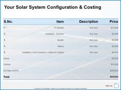 Your Solar System Configuration And Costing Price Ppt Powerpoint Slides