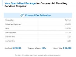Your specialized package for commercial plumbing services proposal ppt powerpoint presentation show