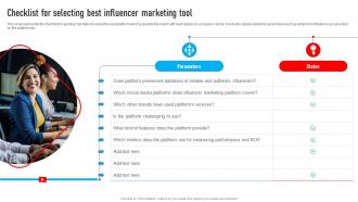 Youtube Influencer Marketing Checklist For Selecting Best Influencer Marketing Tool Strategy SS V