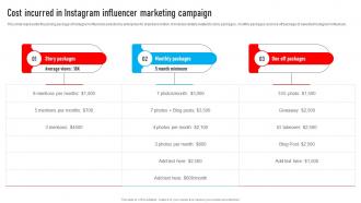 Youtube Influencer Marketing Cost Incurred In Instagram Influencer Marketing Campaign Strategy SS V