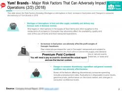 Yum brands major risk factors that can adversely impact operations 2018