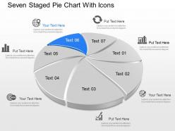 Ze seven staged pie chart with icons powerpoint template