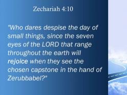 Zechariah 4 10 the earth will rejoice powerpoint church sermon