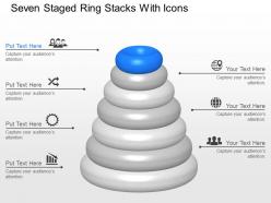 Zh seven staged ring stacks with icons powerpoint template