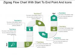 Zigzag flow chart with start to end point and icons