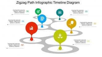 Zigzag path infographic timeline diagram flat powerpoint design