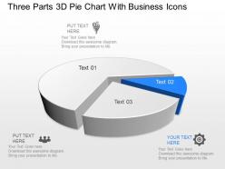 Zo three parts 3d pie chart with business icons powerpoint template