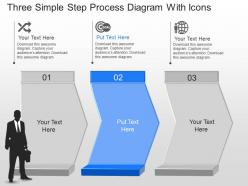 Zp three simple step process diagram with icons powerpoint template
