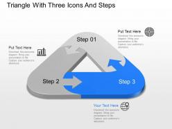 Zq triangle with three icons and steps powerpoint template