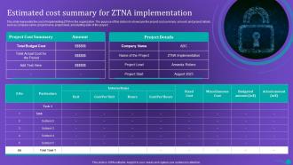 ZTNA Estimated Cost Summary For ZTNA Implementation