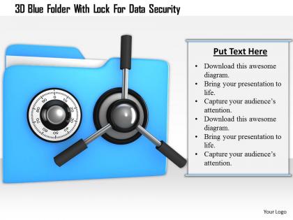 0115 3d blue folder with lock for data security image graphic for powerpoint