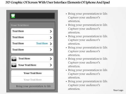 0115 3d graphic of screen with user interface elements of iphone and ipad powerpoint template