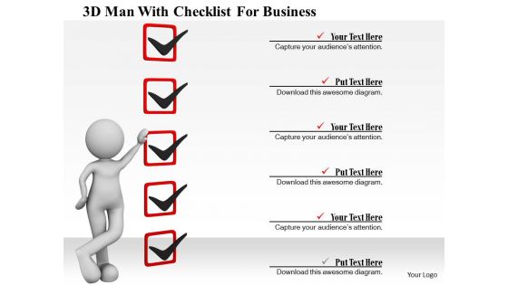 0115 3d man with checklist for business ppt graphics icons