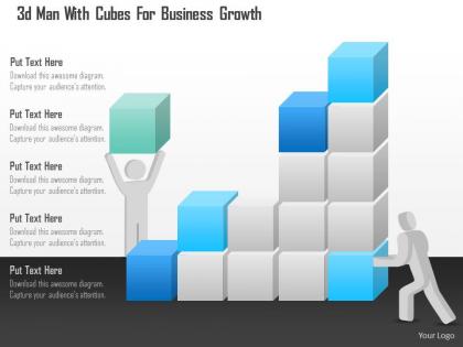 0115 3d man with cubes for business growth powerpoint template