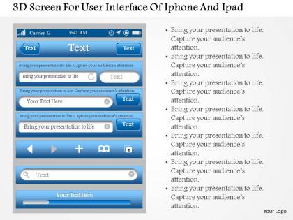 0115 3d screen for user interface of iphone and ipad powerpoint template