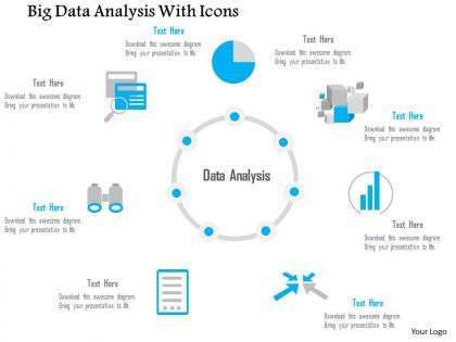 0115 big data analysis with icons of different sources suurrounding text ppt slide