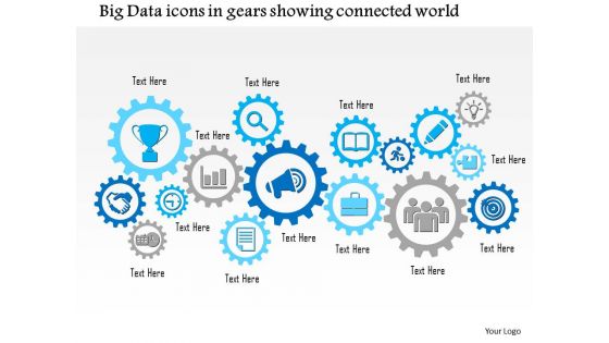 0115 big data icons in gears showing connected world ppt slide