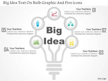 0115 big idea text on bulb graphic and five icons powerpoint template