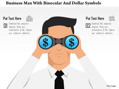0115 business man with binocular and dollar symbols powerpoint template