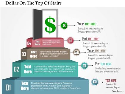 0115 dollar on the top of stairs powerpoint template