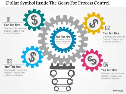 0115 dollar symbol inside the gears for process control powerpoint template
