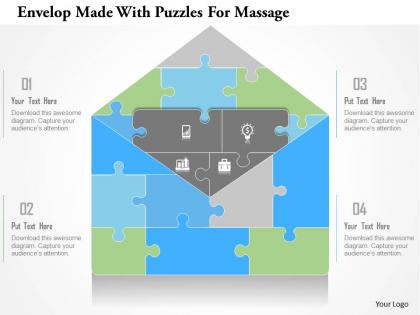 0115 envelope made with puzzles for message powerpoint template