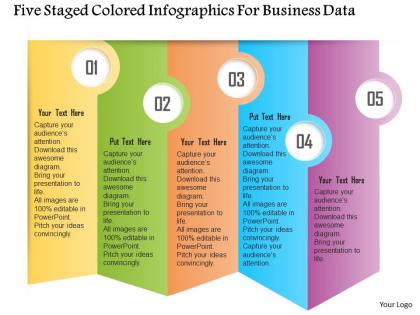 0115 five staged colored infographics for business data powerpoint template