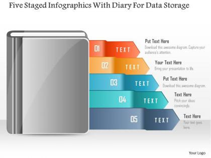 0115 five staged infographics with diary for data storage powerpoint template