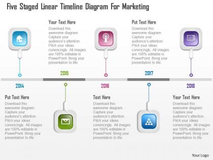 0115 five staged linear timeline diagram for marketing powerpoint template