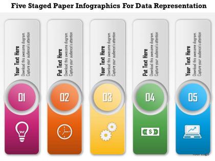 0115 five staged paper infographics for data representation and process control powerpoint template