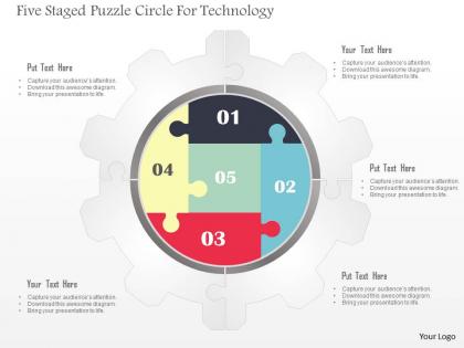 0115 five staged puzzle circle for technology powerpoint template