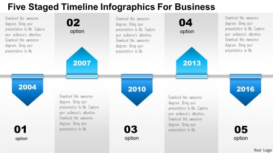 0115 five staged timeline infographics for business powerpoint template