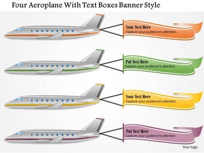 0115 four aeroplane with text boxes banner style powerpoint template