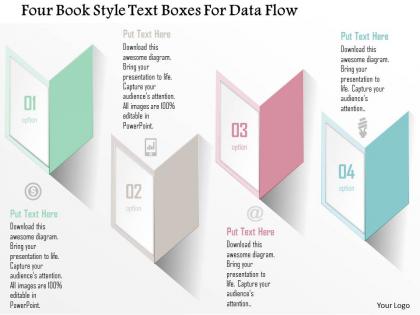 0115 four book style text boxes for data flow powerpoint template