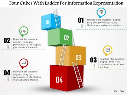 0115 four cubes with ladder for information representation powerpoint template