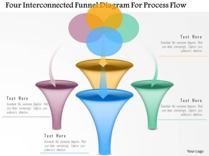 0115 four interconnected funnel diagram for process flow powerpoint template