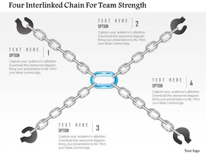 0115 four interlinked chain for team strength powerpoint template