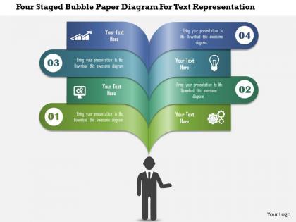 0115 four staged bubble paper diagram for text representation powerpoint template