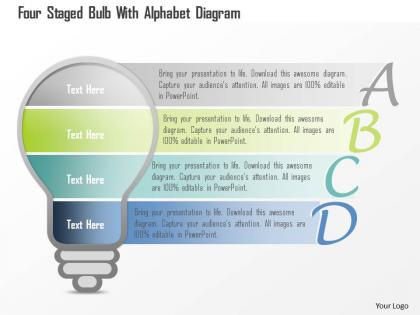 0115 four staged bulb with alphabet diagram powerpoint template