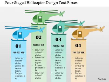 0115 four staged helicopter design text boxes powerpoint template