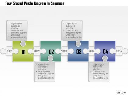 0115 four staged puzzle diagram in sequence powerpoint template