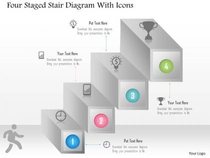 0115 four staged stair diagram with icons powerpoint template