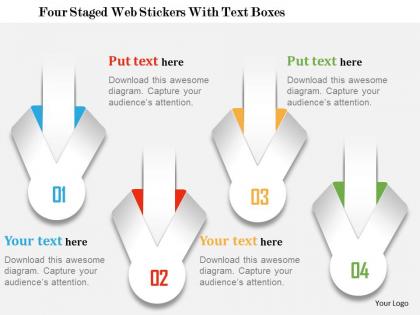 0115 four staged web stickers with text boxes powerpoint template