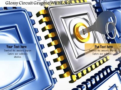 0115 glossy circuit graphic with lock image graphics for powerpoint