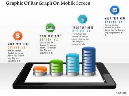 0115 graphic of bar graph on mobile screen powerpoint template