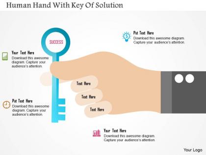0115 human hand with key of solution powerpoint template